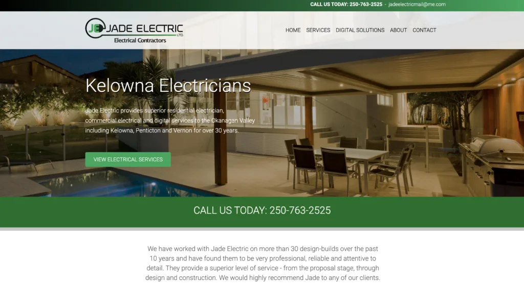 nesta sites - electrical website design - best electrician websites jade electric - nesta sites - electrician website