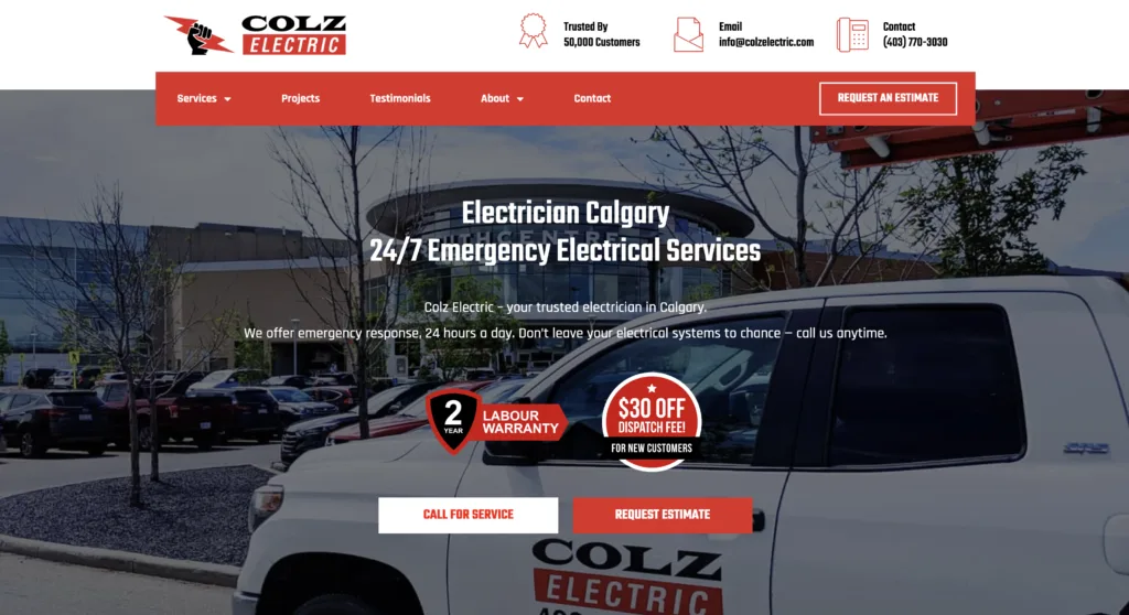 nesta sites - electrical website design - best electrician websites colz electric - nesta sites - electrician website