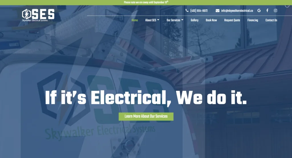 nesta sites - electrical website design - best electrician websites SES electrical - nesta sites - electrician website